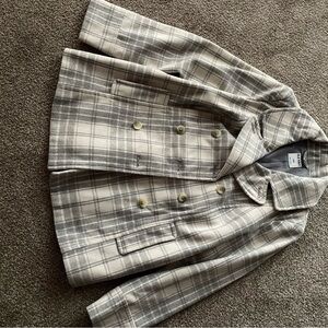 Old Navy Gray Plaid Pea Coat